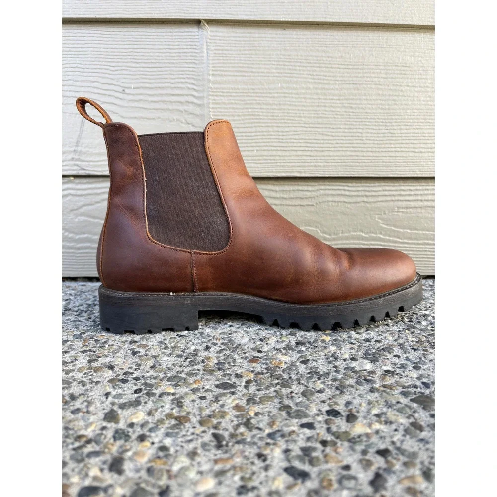 Patina Portland Men's US Size 9 Brown Leather Footwear Chelsea Boots Pull‎ On